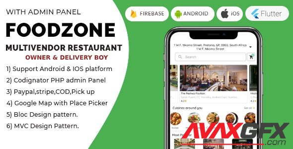 CodeCanyon - FoodZone v4.0.0 - Multivendor Mobile Application in Flutter with PHP Admin Panel + store owner + delivery boy - 26497811