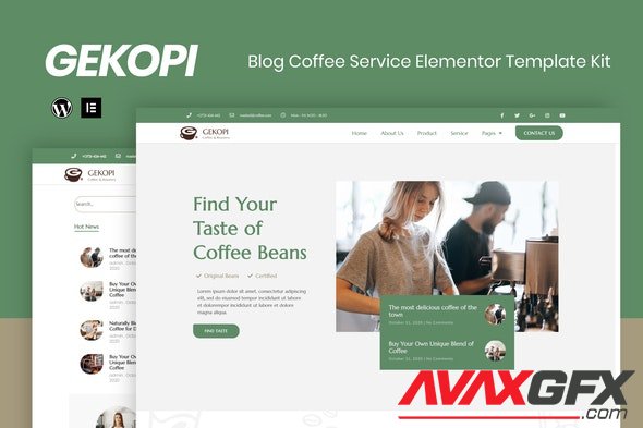 ThemeForest - Gekopi v1.0.0 - Coffee Shop Blog Elementor Template Kit - 29336184