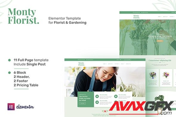 ThemeForest - Monty Florist v1.0.0 - Flower Boutique & Decoration Elementor Template Kit - 29407386
