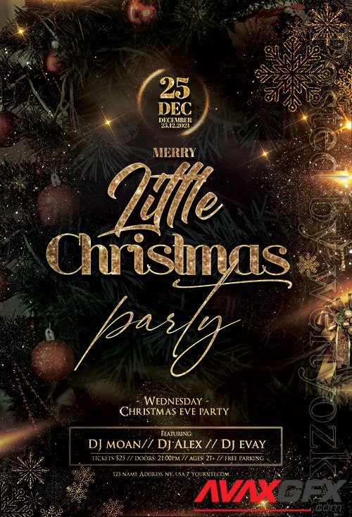 Merry Little Christmas Party Flyer PSD Template