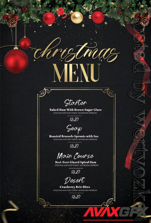 Christmas Dinner Dish Menu PSD Flyer Template