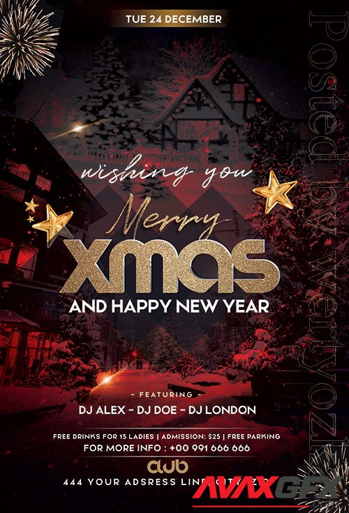 Wishing You Xmas Flyer PSD Template