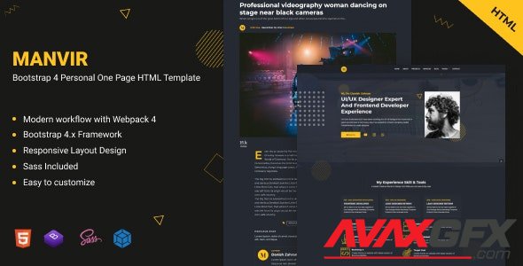 ThemeForest - Manvir v1.0 - Bootstrap 4 Personal One Page HTML Template - 26547470