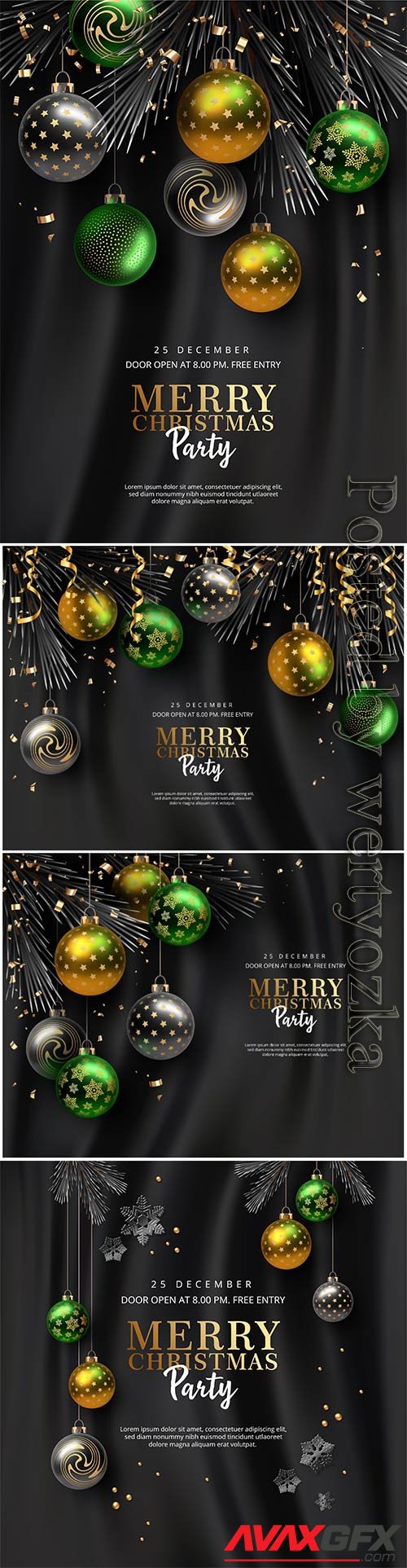 Christmas and new year party vector poster