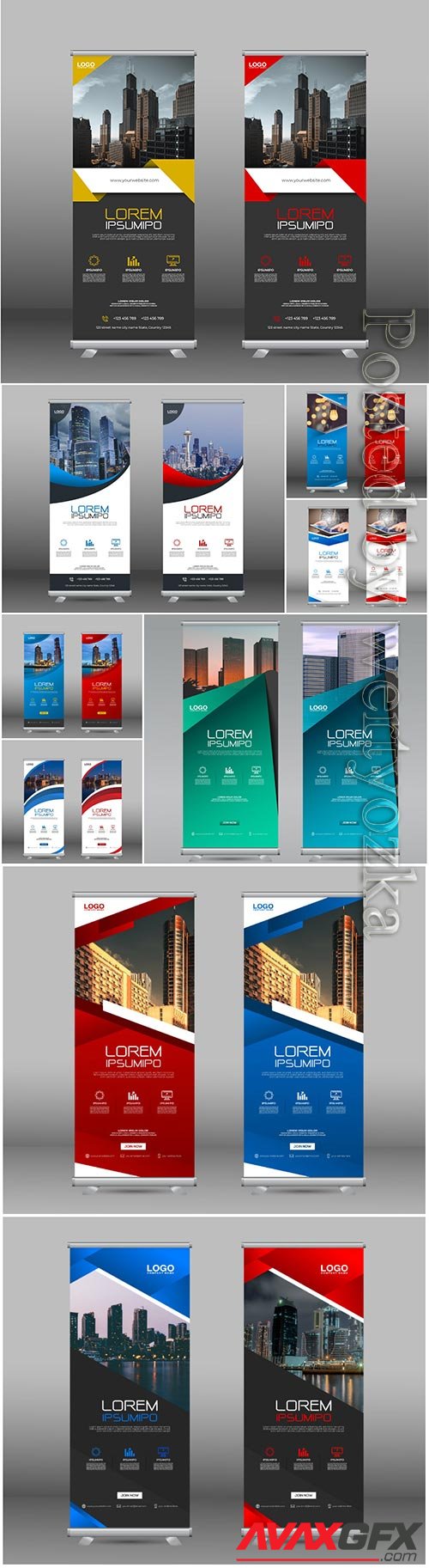 Professional roll up stand banner vector template