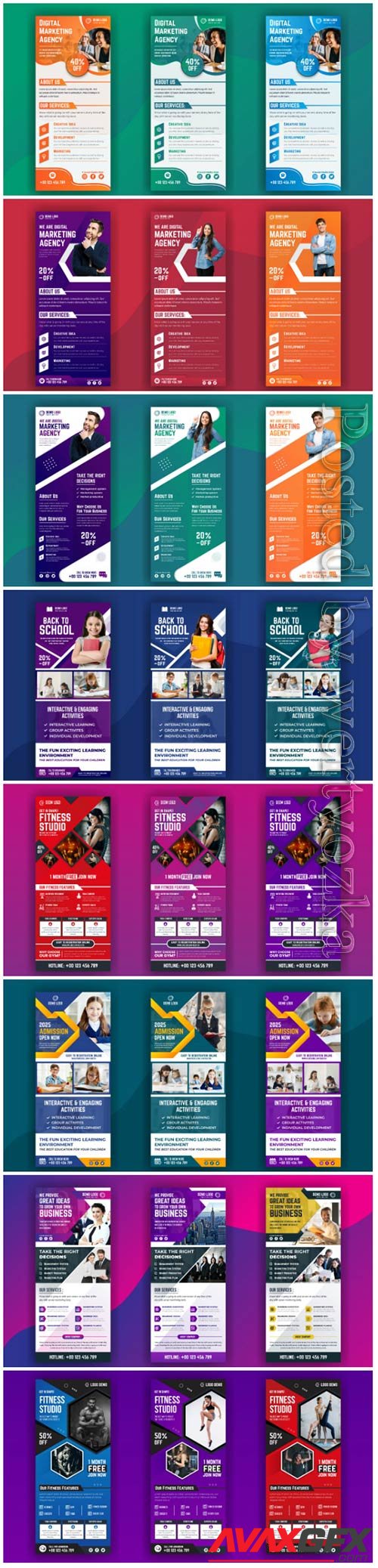 Roll up banner template collection vector illustration