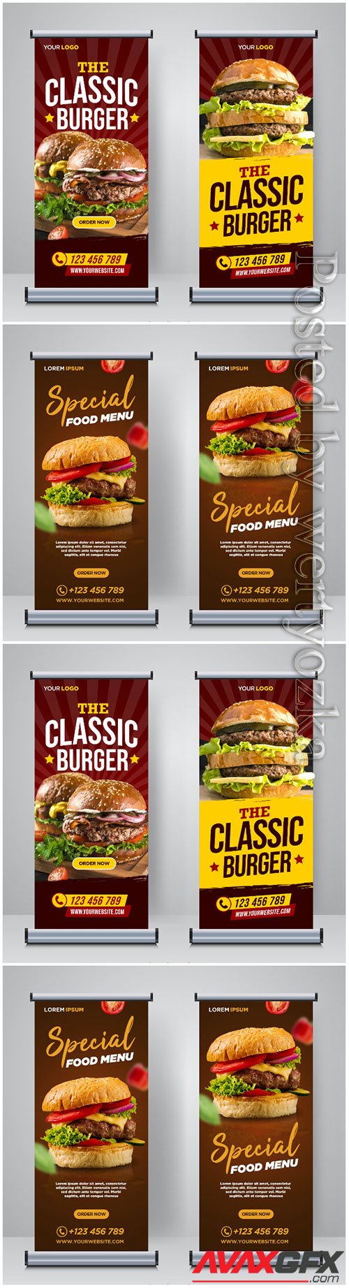 Restaurant food social media banner post design template vector