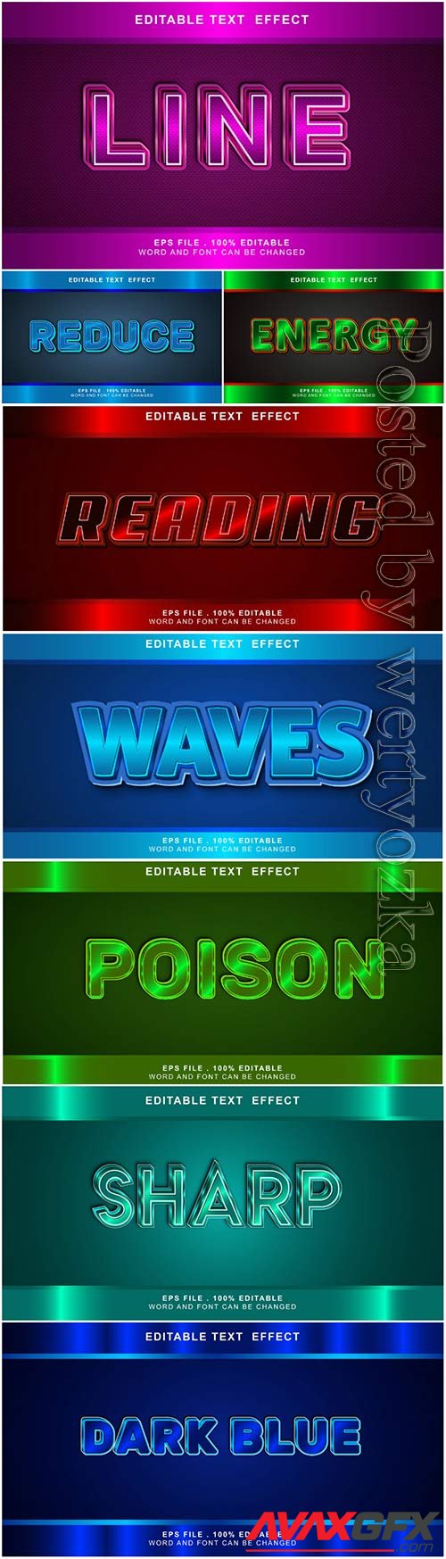 3d editable text style effect vector vol 6