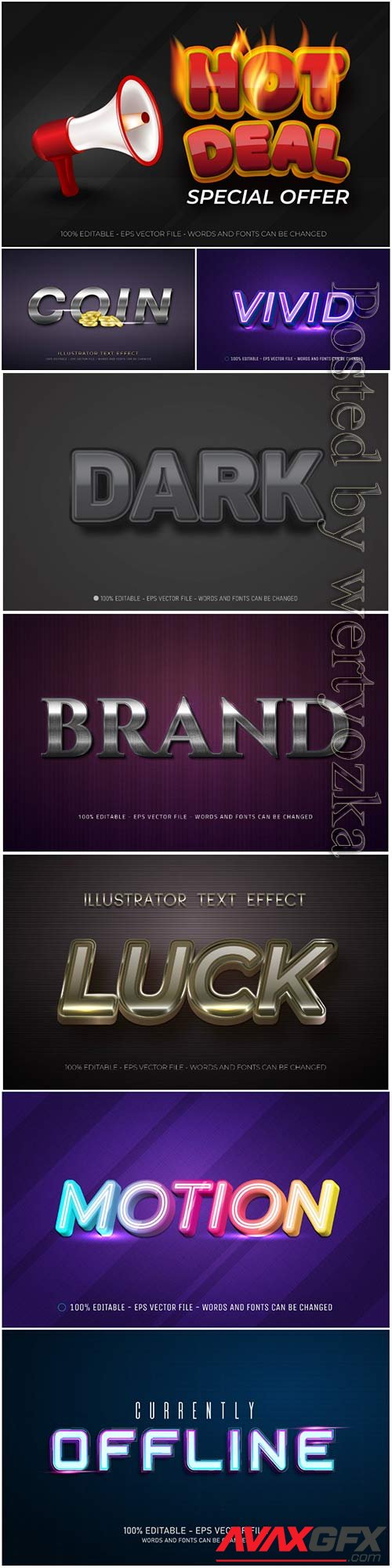 3d editable text style effect vector vol 8