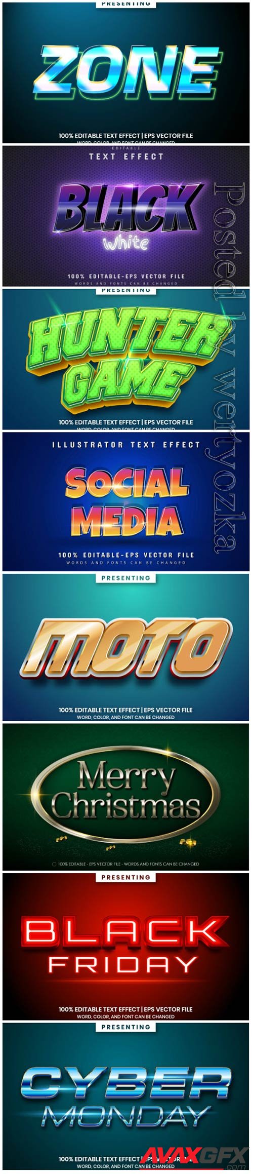 3d editable text style effect vector vol 16