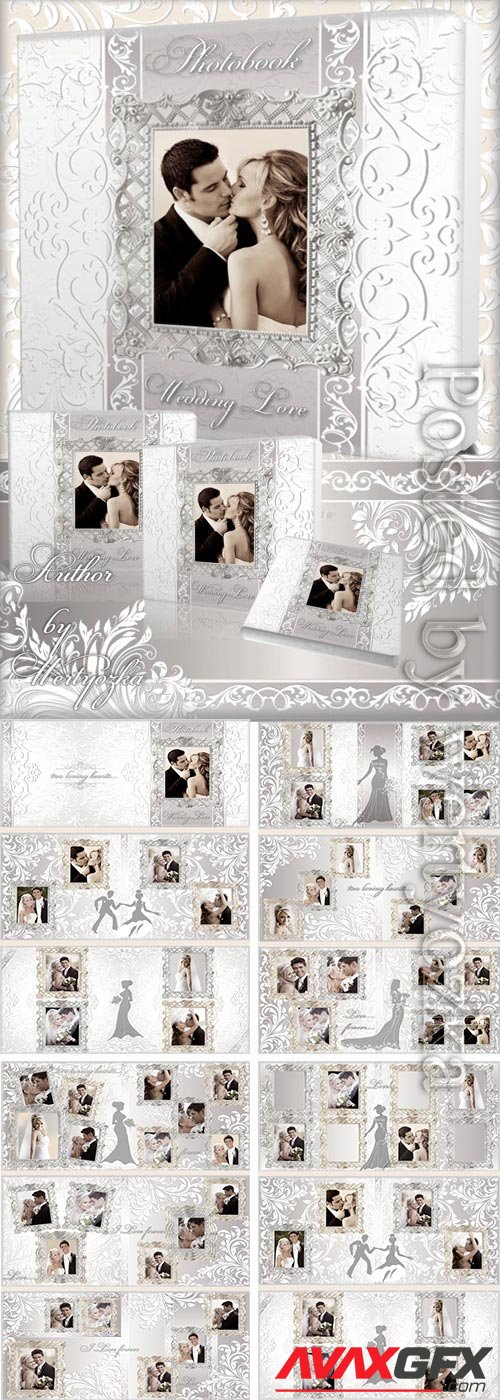 Wedding photo album with decorative ornaments design