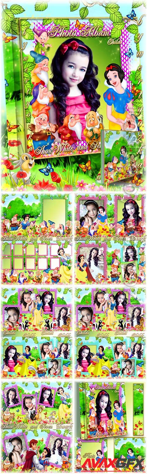 Children's photo album with snow white and gnomes