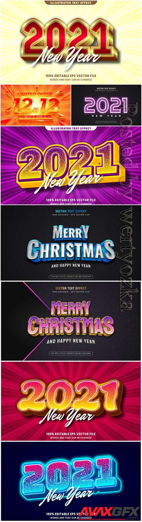 3d editable text style effect vector vol 27