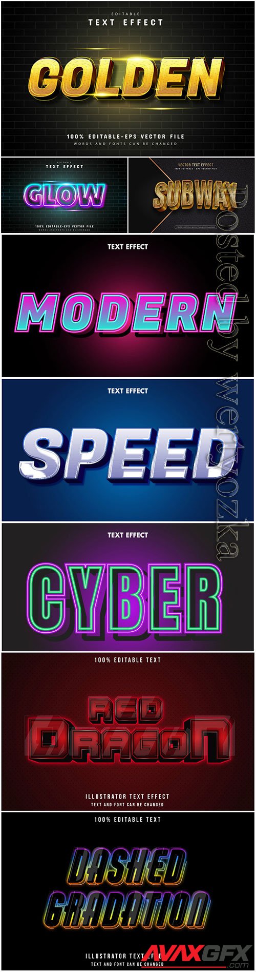 3d editable text style effect vector vol 25