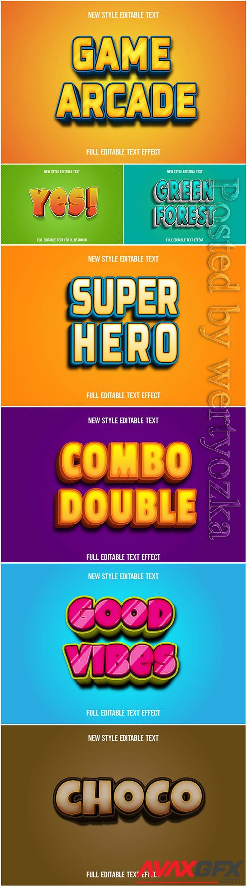 3d editable text style effect vector vol 24