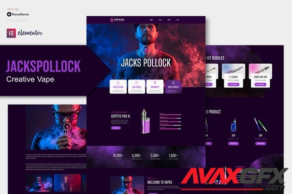 ThemeForest - Jacks Pollock v1.0.1 - Vape Elementor Template Kit - 29541679