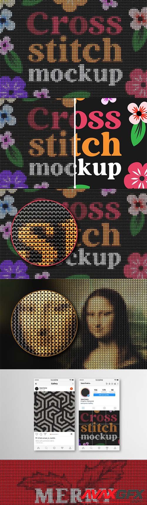 Cross Stitch Art Mockup