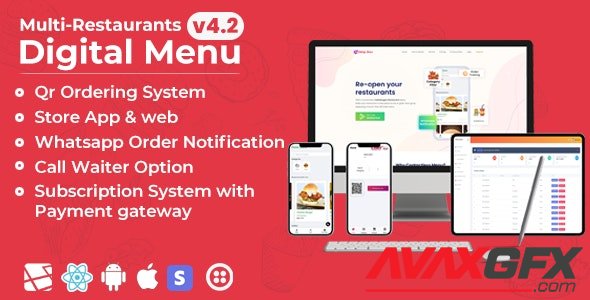 CodeCanyon - Chef v4.2 - Multi-restaurant Saas - Contact less Digital Menu Admin Panel with - React Native App - 27975356
