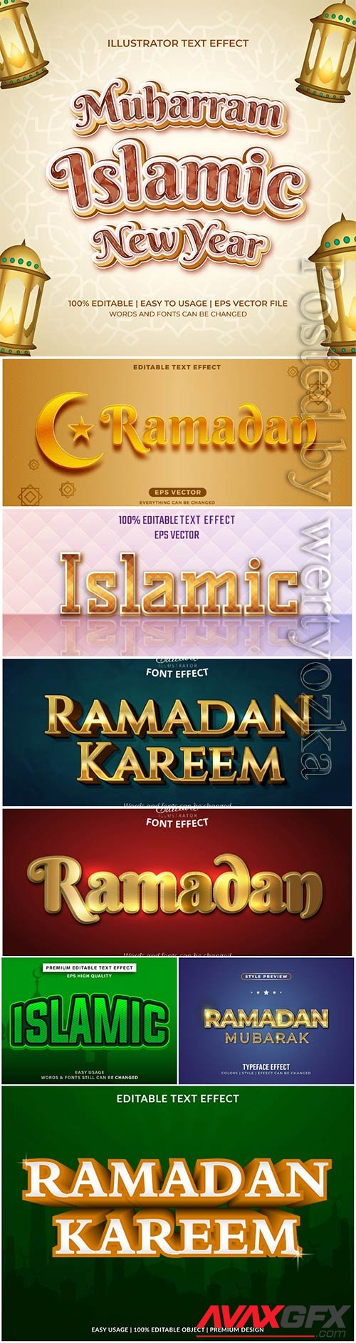 Islamic text effect editable vector