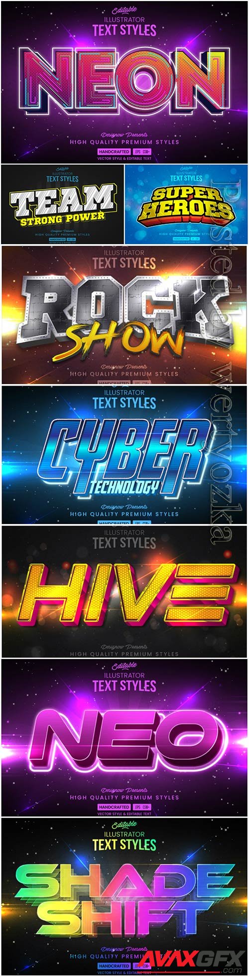 3d editable text style effect vector vol 33