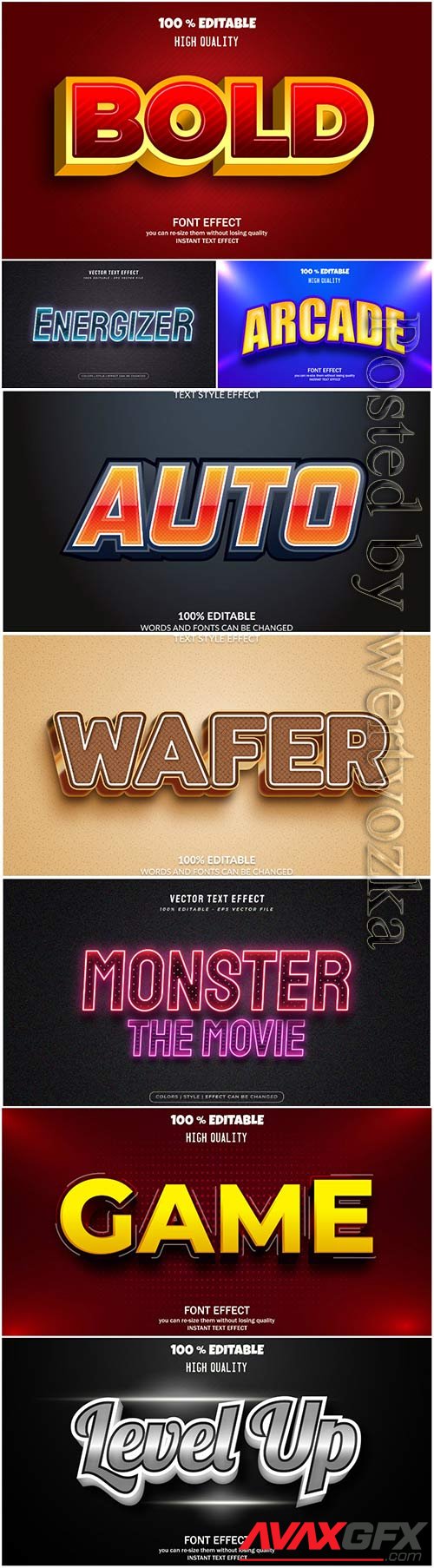 3d editable text style effect vector vol 45