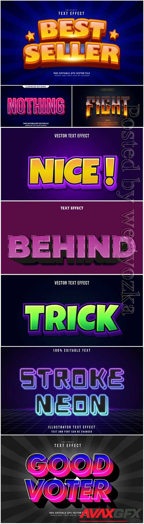 3d editable text style effect vector vol 58