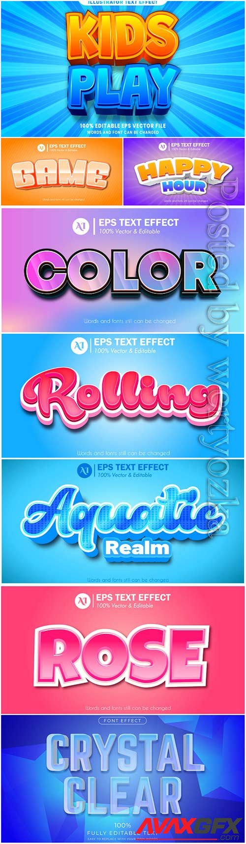 3d editable text style effect vector vol 49