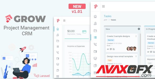 CodeCanyon - Grow v1.01 - Project Management CRM With Invoicing Estimates Leads And Tasks - 28292342