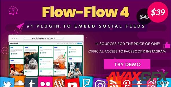 CodeCanyon - Flow-Flow v4.6.12 - Facebook Instagram Twitter Feed - WordPress Social Feed Grid Gallery Plugin - 9319434
