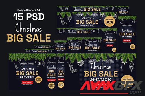 Merry Christmas Sale Banners Ad HLREVFK