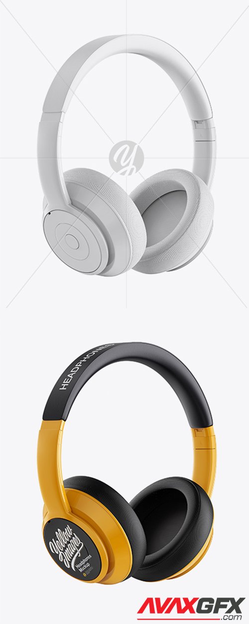 Glossy Headphones Mockup - Half Side View 40398