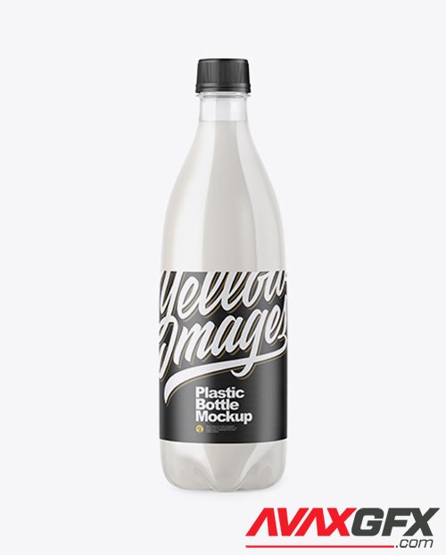 Clear PET Bottle with Milk Mockup 50874