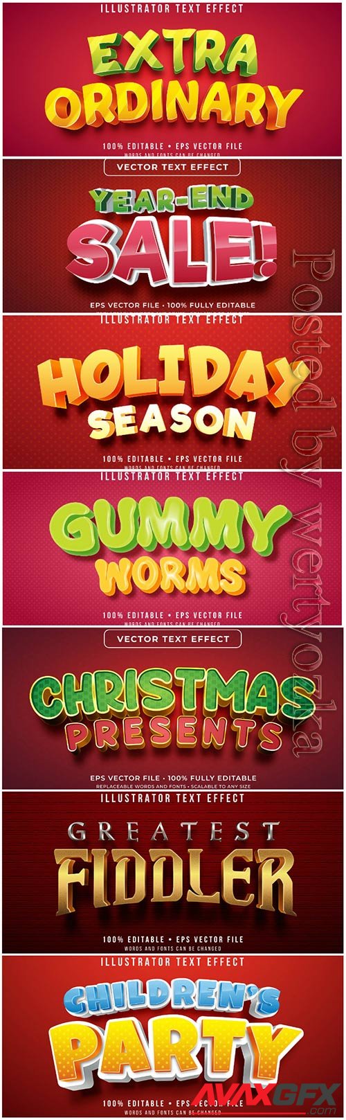 3d editable text style effect vector vol 85