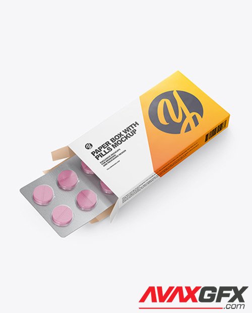 Opened Paper Box & Pills Mockup  53521