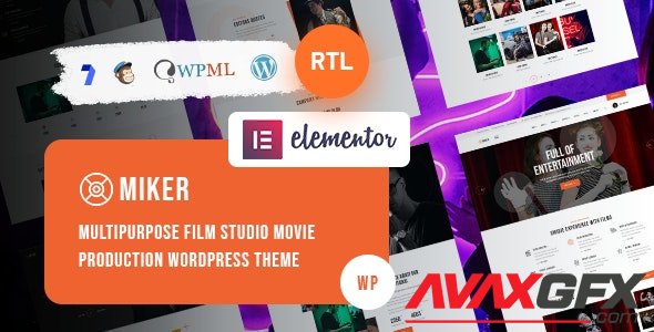 ThemeForest - Miker v1.0 - Movie and Film Studio WordPress Theme (Update: 5 December 20) - 28983206