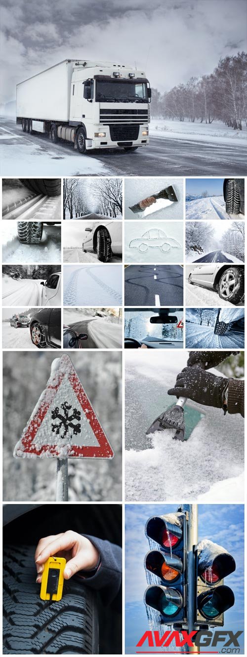 Winter roads, transport stock photo