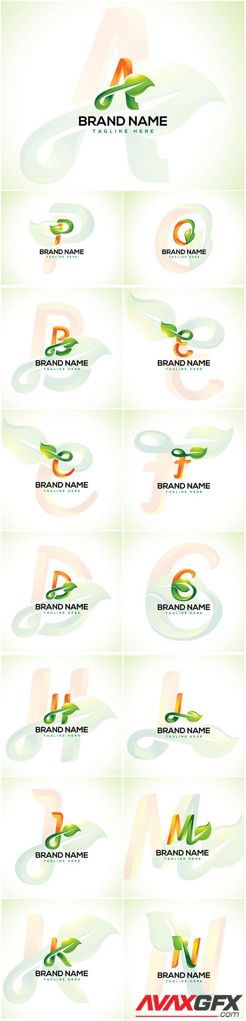 Leaf logo and initial letter logo concept