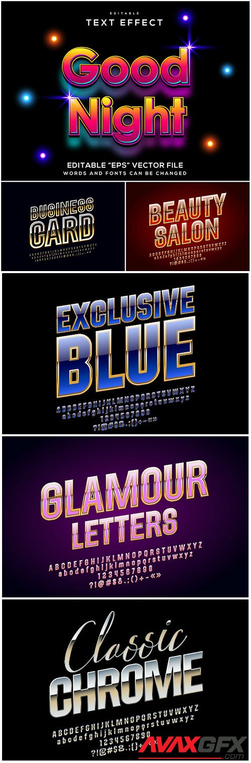 3d editable text style effect vector vol 137