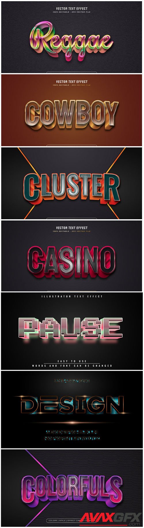 3d editable text style effect vector vol 135