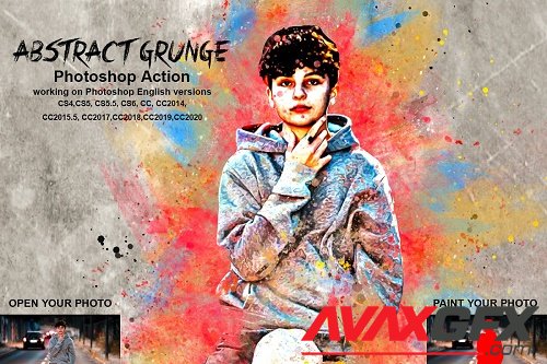 CreativeMarket - Abstract Grunge Art Photoshop Action 5490581