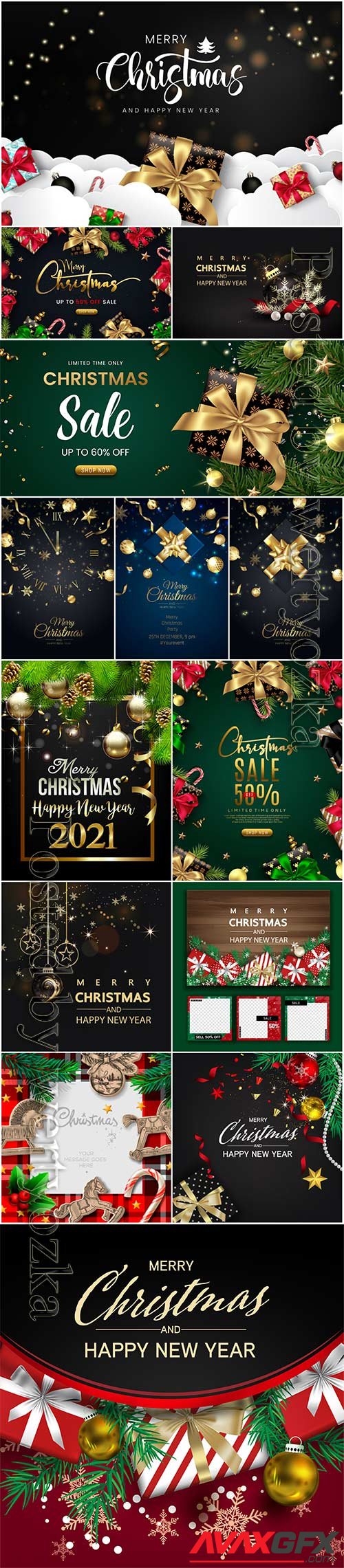 Merry christmas greeting card design with beautiful gifts packages