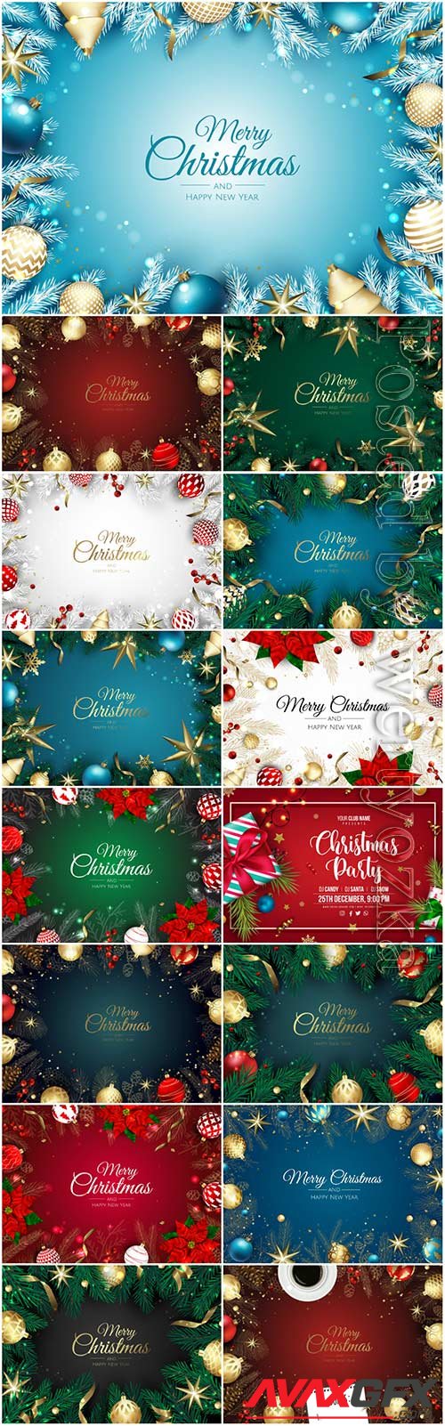 Merry christmas and new year greeting card design