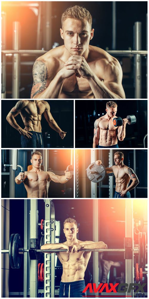 Strong and athletic men stock photo