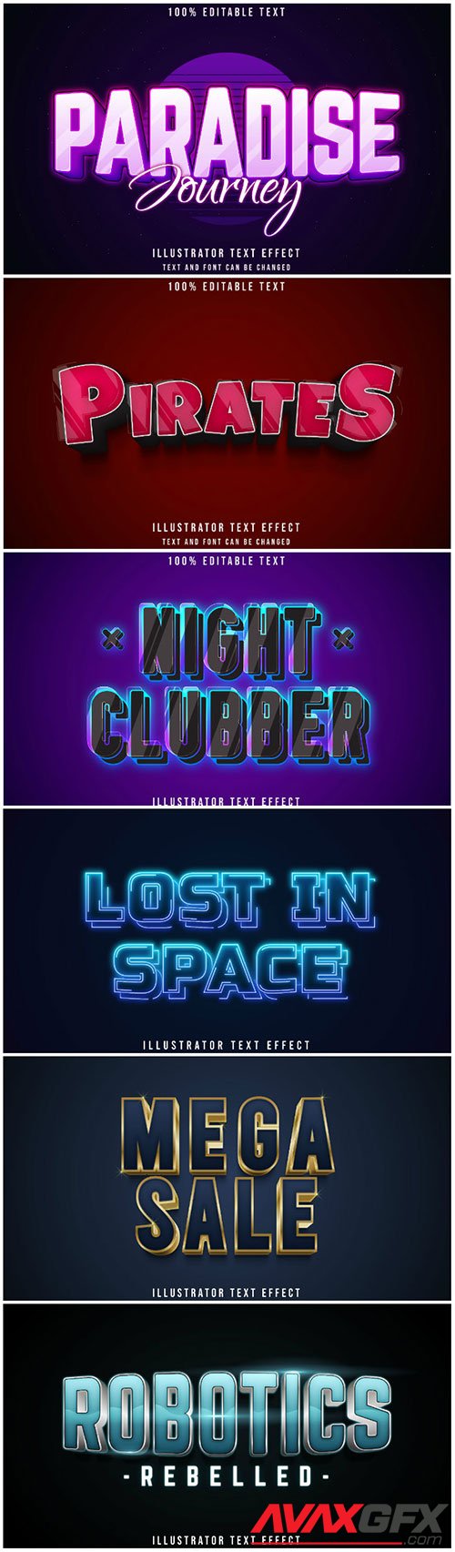 3d editable text style effect vector vol 182