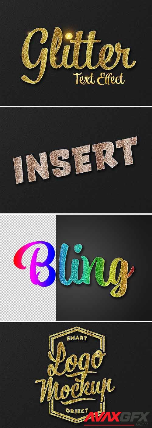 Glitter Text Effect with Gold Letters and Silver Stroke Mockup 401059870