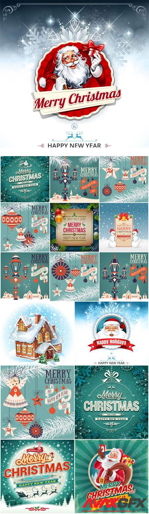 New Year and Christmas illustrations in vector 58