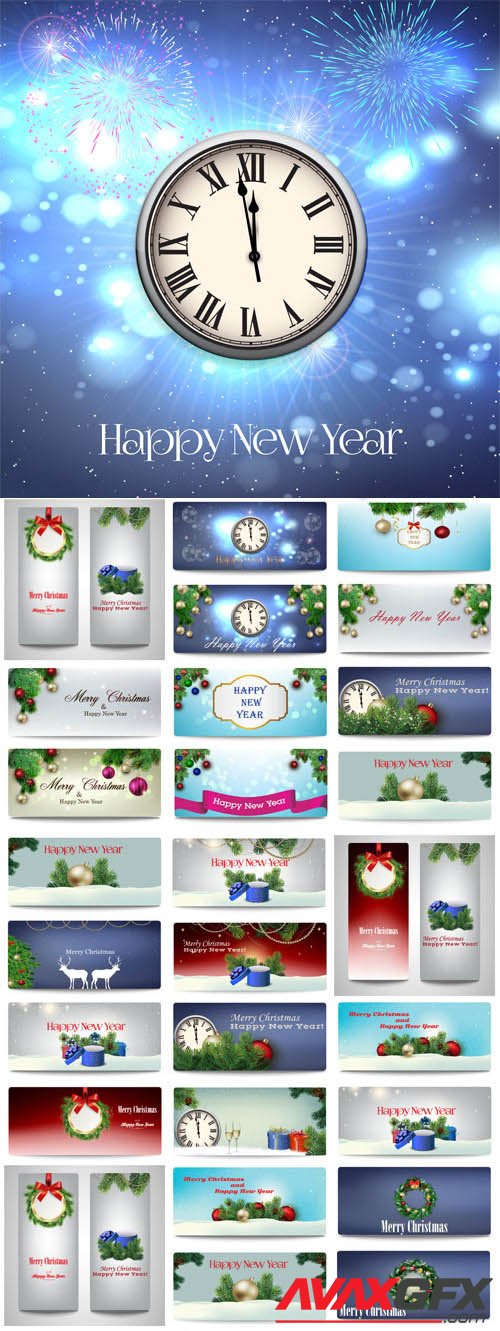 New Year and Christmas illustrations in vector 54