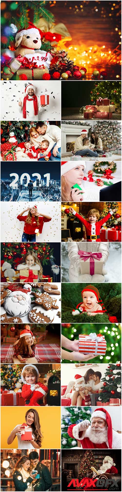 Merry christmas and happy new holidays concept set stock photo