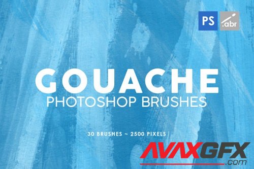 30 Gouache Photoshop Stamp Brushes 1