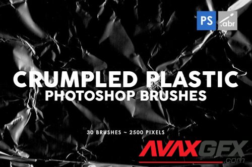 30 Crumpled Plastic Photoshop Stamp Brushes